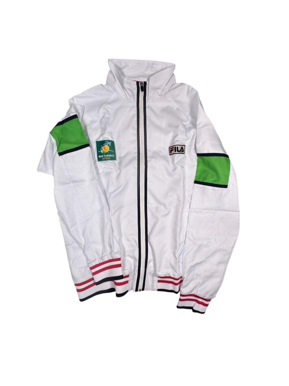 Fila BNP Open Mens Staff Volunteer Jacket M White/Green Full Zip Athletic  NEW
